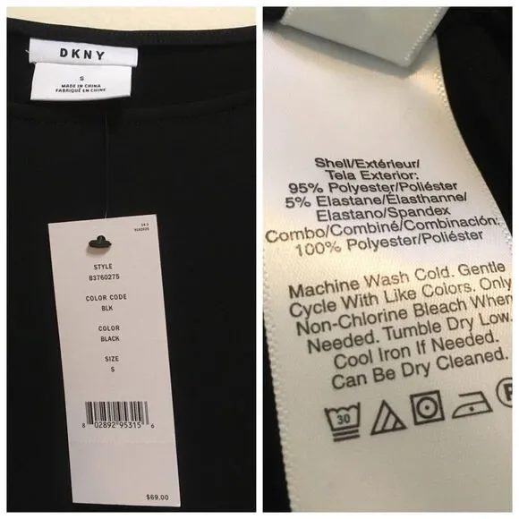NWT SZ Small DKNY Black Popover - Picture 7 of 7